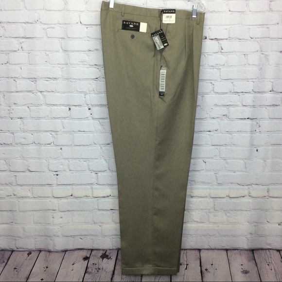 Savane Other - Savane Dress Pants Trouser Tan/Beige Men's 42x 32 Luxury Pleated Business Casual